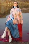 Buy_Neiza by Neeti Seth_Pink Cashmere Wool Aari Hand Embellished Sequin And Cutdana Work Cape _at_Aza_Fashions