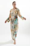 Buy_Cin Cin_Multi Color Silk Printed Abstract Botanical V Neck Lavina Jumpsuit _at_Aza_Fashions