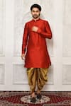 Buy_Arihant Rai Sinha_Orange Dupion Silk Solid Short Kurta _at_Aza_Fashions