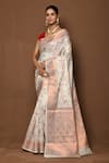 Buy_Nazaakat by Samara Singh_White Silk Woven Floral Bloom Saree_at_Aza_Fashions
