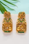 Buy_Zevar By Geeta_Gold Plated Crystals, Stones Elephant And Peacock Motif Embellished Earrings _at_Aza_Fashions
