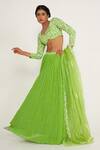 Buy Asaga Green Crepe, Chiffon Embroidery, Tassels Sweetheart Daisy Waistband Lehenga Set at Aza Fashions Buy_Asaga_Green Crepe, Chiffon Embroidery, Tassels Sweetheart Daisy Waistband Lehenga Set _at_Aza_Fashions