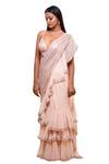 Buy_Archana Kochhar_Pink Georgette Embellished Sequin Deep Pre-draped Saree With Blouse For Women_at_Aza_Fashions
