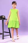 Buy Littlecheer Green Cotton Ruffled And Tiered A-line Dress at Aza Fashions Buy_Littlecheer_Green Cotton Ruffled And Tiered A-line Dress _at_Aza_Fashions