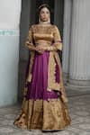 Buy_Sheela Suthar_Purple Embroidered Zardozi And Dori Work Boat Neck Placement Lehenga Set _at_Aza_Fashions