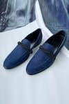 Buy_Schon Zapato_Blue Suede Loafers  _at_Aza_Fashions