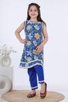 Buy_Kalp_Blue Cotton Embroidery Samrina Floral Print Kurta And Pant Set _at_Aza_Fashions