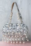 Buy_EENA_Silver Sequins Aria Silk Crystal Embellished Clutch _at_Aza_Fashions