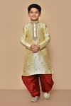 Buy_Petite Pomme_Beige Silk Embroidery Floral Pattern Kurta And Maroon Patiala Pant Set _at_Aza_Fashions