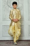 Buy_Arihant Rai Sinha_Cream Sherwani Jacquard Floral Pattern Set _at_Aza_Fashions