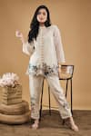 Buy_Soup by Sougat Paul_Off White Handloom Net Embroidered Orchid Bloom Top And Pant Set _at_Aza_Fashions