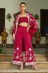 Buy_Twenty Nine_Pink Crepe Embroidery Floral And Mirror Work Open Bucket Cape _at_Aza_Fashions