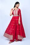 Buy Adara Khan Red Anarkali And Dupatta Georgette, Sharara Embroidered Front Slit Set at Aza Fashions Buy_Adara Khan_Red Anarkali And Dupatta Georgette, Sharara Embroidered Front Slit Set_at_Aza_Fashions
