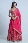 Buy_Nautanky_Pink Blouse And Lehenga Raw Silk Dupatta Organza Embroidery Floral Bridal Set _at_Aza_Fashions