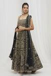 Vandana Sethi_Black Silk Pearls Square Neck Embellished Lehenga Set _Online_at_Aza_Fashions