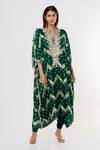 Buy Payal Singhal Green Silk, Net Tassels Split Leheriya Bandhani Pattern Kurta With Churidar at Aza Fashions Buy_Payal Singhal_Green Silk, Net Tassels Split Leheriya Bandhani Pattern Kurta With Churidar _at_Aza_Fashions