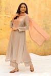 Buy_Label Niti Bothra_Grey Pure And Handwoven Banarasi Silk With Ombre Bodice Kurta & Palazzo Set_Online_at_Aza_Fashions