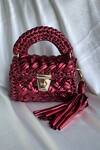 Buy_BIJIT_Maroon Metallic Braided Sling Bag _at_Aza_Fashions