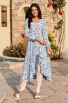Buy_Palak & Mehak_Ivory Crepe, Cotton Mishika Floral Print Tunic With Straight Tulip Pants _at_Aza_Fashions