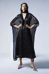 Buy_Shorshe Clothing_Black Sequins Plunge V Jaya Kaftan _at_Aza_Fashions