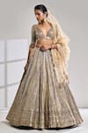 Buy_Seema Gujral_Wine Lehenga And Blouse Raw Silk Embroidered Chevron Bridal Set  _at_Aza_Fashions