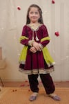 Buy_Tiny Colour_Wine Velvet, Georgette Sequins Flared Kurta Set _at_Aza_Fashions