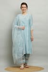 Buy_Kefi Collections_Blue Cotton Chanderi Embroidered And Aasmaani Yoke Kurta Set  _at_Aza_Fashions