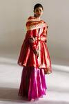 Buy_Mimamsaa_Red Louisa Tissue Silk Kurta Sharara Set_at_Aza_Fashions