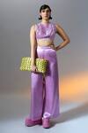 Buy_Aroka_Purple Velvet Elsa High Waisted Pant_at_Aza_Fashions