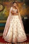 Buy_Pallavi Poddar_Ivory Silk, Organza Embroidery Sweetheart Neck New Lake Fresh Bridal Lehenga Set _at_Aza_Fashions
