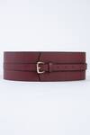 Buy_Trov_Maroon Luca Leather Buckle Belt _at_Aza_Fashions