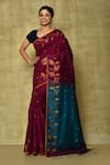 Buy_Samyukta Singhania_Purple Art Silk Printed Floral Saree _at_Aza_Fashions