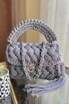 Shop_BIJIT_Grey Cotton Braided Texture Sling Bag _at_Aza_Fashions