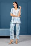 Buy_Pheeta_White Mal Cotton Printed Shibori V Neck Top And Pant Set_at_Aza_Fashions