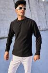 Buy_Dash And Dot_Black Polyester Shoulder Zip Crushed T-shirt_at_Aza_Fashions
