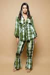 Buy_Ahi Clothing_Green Crepe Tie Dye Spread Collar Shirt And Pant Set _at_Aza_Fashions