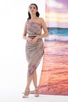 Buy_AMRTA by GUNEET KONDAL_Beige Shell 100% Viscose Modal Dyed One Shoulder Asymmetrical Midi Dress _at_Aza_Fashions