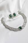 Buy_Nepra By Neha Goel_Green Emerald Synthetic Faux Diamond Necklace Set_at_Aza_Fashions