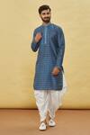 Buy_Arihant Rai Sinha_Blue Silk Printed Floral Kurta Set _at_Aza_Fashions