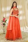 Buy_Alaya Advani_Orange Organza; Lining: Shantoon Print And Layered Lehenga Set For Women_at_Aza_Fashions