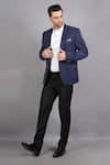 Buy_Soniya G_Blue Wool And Tweed Lapel Collar Blazer For Men_at_Aza_Fashions