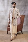 Buy Soup By Sougat Paul Beige Muslin Embroidery Sarouk Peacock Feather Motif Print Jacket And Kurta Set at Aza Fashions Buy_Soup By Sougat Paul_Beige Muslin Embroidery Sarouk Peacock Feather Motif Print Jacket And Kurta Set _at_Aza_Fashions