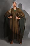 Buy_JYOTI SACHDEV IYER_Green Cupro And Pashmina Foil Cape V Neck & Jumpsuit Round & Set _at_Aza_Fashions