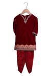Buy_MI Dulce AN'YA_Red Velvet, Handloom , Chanderi, Mirrors, Kurta And Dhoti Pant Set _at_Aza_Fashions