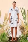 Buy_Shahin Mannan_White Self Stripe Cotton Airmail Summer Coat Dress_at_Aza_Fashions