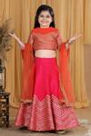 Buy_The Little Celebs_Pink Silk, Net, Crepe Gota Patti Blouse Lehenga Set _at_Aza_Fashions