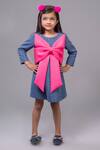 Buy_Hoity Moppet_Blue Denim, Satin Bows Detailed Dress _at_Aza_Fashions