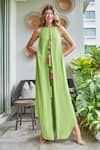 Buy_Style Junkiie_Green Double Georgette Round Tassel Detailed Jumpsuit  _at_Aza_Fashions