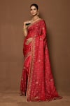 Buy_Samyukta Singhania_Pink Tussar Silk Paisley Pattern Saree _at_Aza_Fashions