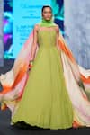 Buy_Mahima Mahajan_Green Georgette Embroidery Mirror Scallop Neck Corset Anarkali With Dupatta _at_Aza_Fashions